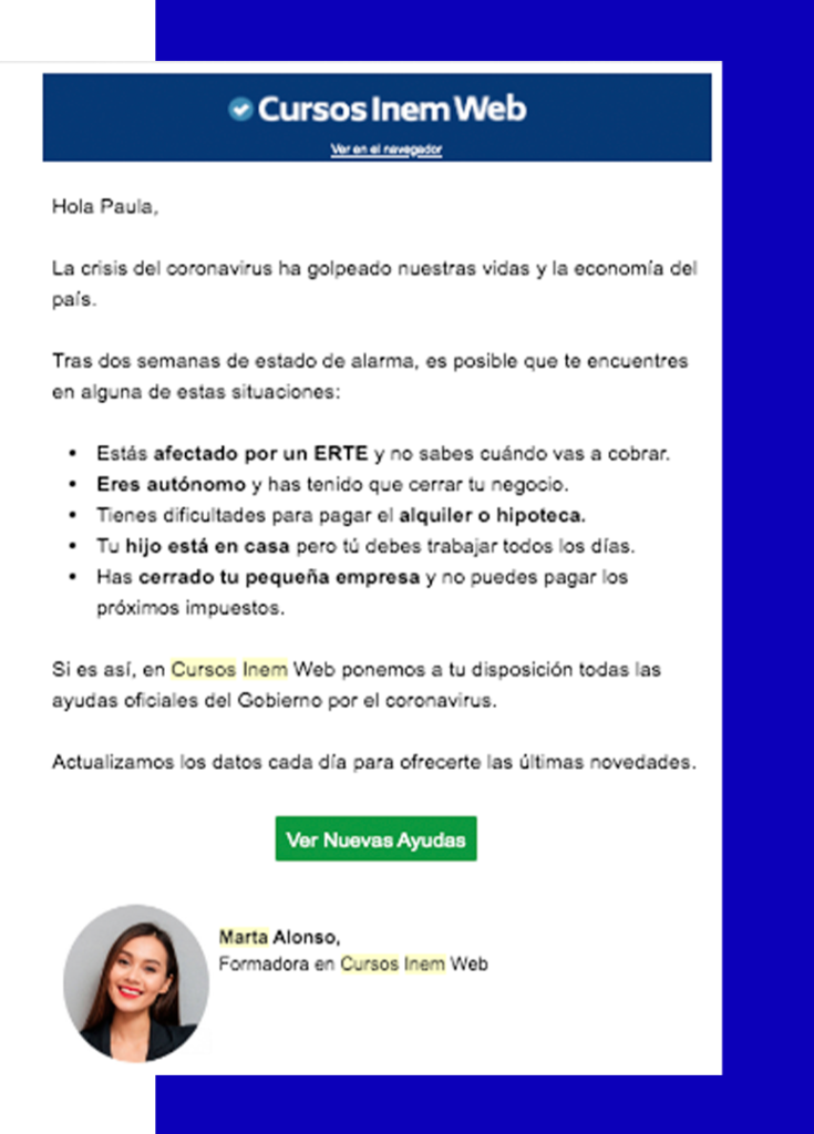 Newsletter cursos Inem web