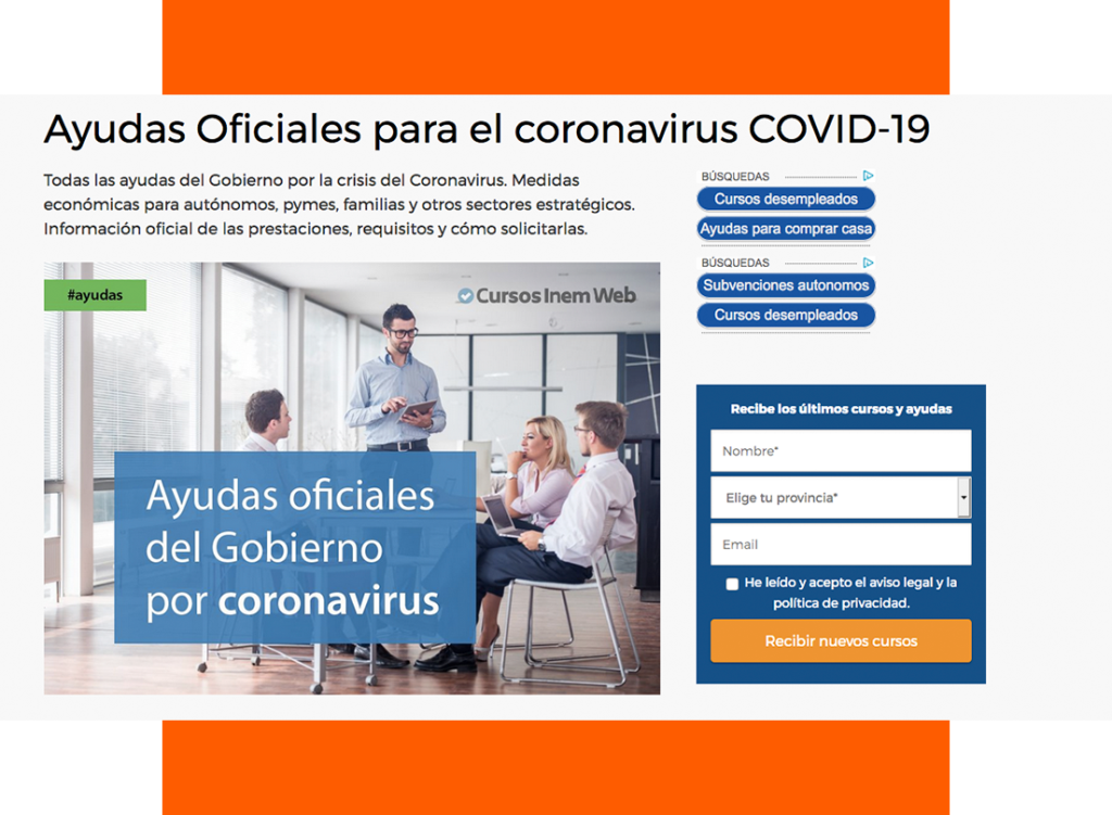 Página pilar de cursos inem web